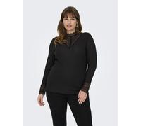 Langarmshirt ONLY CARMAKOMA "CARTILDE GLITTER L/S HIGHNECK TOP NOOS", Damen, Gr. L, schwarz (schwarz detail:tone in tone lurex), Jersey, Obermaterial: 100% Polyester, unifarben, regular fit hüftlang,