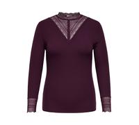 ONLY CARMAKOMA - CARTILDE RIB LACE L/S TOP JRS NOOS mauve wine, S-42/44