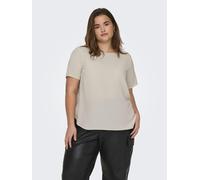 Shirtbluse ONLY CARMAKOMA "CARVICA SS TOP WVN NOOS", Damen, Gr. 44, gelb (moonbeam), Single Jersey, Obermaterial: 97% Polyester, 3% Elasthan, unifarben, casual, regular fit, Rundhals, Kurzarm, Blusen