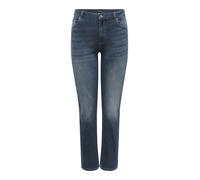 Straight-Jeans ONLY CARMAKOMA "CARWILLY HW STRAIGHT DNM DOT529 NOOS", Damen, Gr. 46, Länge 32, dunkelblau denim, Denim/Jeans, Obermaterial: 92% Baumwolle, 6% Elastomultiester, 2% Elasthan, unifarben,
