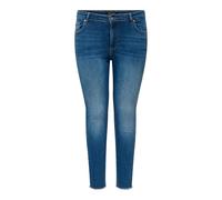 Skinny-fit-Jeans ONLY CARMAKOMA "CARWILLY REG SK ANK RW DNM TAI263 NOOS", Damen, Gr. 52, Länge 32, blau (medium blau denim), Denim/Jeans, Obermaterial: 92% Baumwolle, 6% sonstige Fasern, 2% Elasthan,