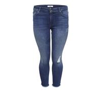 ONLY CARMAKOMA Skinny-fit-Jeans Willy, mit Fransensaum 50, Länge 32 blau Damen Röhrenjeans Jeans 50, Länge 32 blue, used