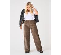 Cordhose ONLY CARMAKOMA "CARHOPE GLOBAL EX HW WIDE CORD PNT NOOS", Damen, Gr. 48, Länge 32, morel, Cord, Obermaterial: 98% Baumwolle, 2% Elasthan, unifarben, relaxed fit lang, Hosen Cordhose, Baumwoll