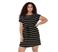 ONLY CARMAKOMA Damen Carapril Kniejurk Stripe Jrs Noos Kleid, Black/Stripes:yellow And White Stripes, 46-48 Große Größen EU