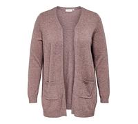 Strickjacke ONLY CARMAKOMA "CARESLY L/S OPEN CARDIGAN NOOS KNT", Damen, Gr. L, rose braun detail:melange, Strick, Obermaterial: 50% Viskose, 27% Nylon, 23% Polyester, meliert, regular fit hüftbedecken