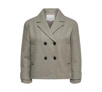 Kurzjacke ONLY CARMAKOMA "CARFREJA LIFE SHORT DB JACKET OTW NOOS", Damen, Gr. 52, braun (mocha meringue detail:melange), Web, Obermaterial: 100% Polyester, meliert, modisch, hüftlang, V-Ausschnitt, La