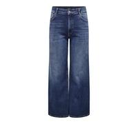 High-waist-Jeans ONLY CARMAKOMA "CARJUICY HW WIDE LEG REA255", Damen, Gr. 46, Länge 32, blau (dunkelblau denim), Denim/Jeans, Obermaterial: 99% Baumwolle, 1% Elasthan, unifarben, modisch, Jeans (81312
