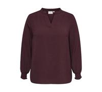 Shirtbluse ONLY CARMAKOMA "CARMETTA LIFE V-NECK TOP WVN NOOS", Damen, Gr. 44, lila (tawny port), Web, Obermaterial: 100% Polyester, unifarben, modisch, regular fit normal, V-Ausschnitt, Langarm Bündch
