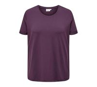 Kurzarmshirt ONLY CARMAKOMA "CARMOSTER S/S FOLD UP TOP JRS NOOS", Damen, Gr. XL (54), lila (mauve wine), Jersey, Obermaterial: 63% Polyester, 33% Viskose, 4% Elasthan, unifarben, modisch, regular fit