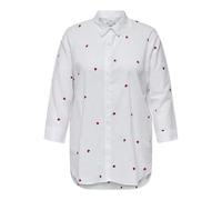 Langarmbluse ONLY CARMAKOMA "CARNEW LINA GRACE LS EMB SHIRT WVN NOOS", Damen, Gr. 48, hellweiß aop:heart, Web, Obermaterial: 100% Baumwolle, bestickt, regular fit normal, Blusen, Baumwolle (61467241-4