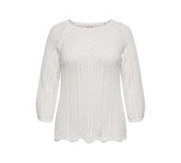 Only Carmakoma Strickpullover CARNOLA LIFE 3/4 – Damen, Rundhals, regular fit, Weiß (cloud dancer)
