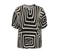 Kurzarmshirt ONLY CARMAKOMA "CARRAVENNA S/S PLISSE AOP TOP JRS NOOS", Damen, Gr. XL, schwarz aop:oatmeal graphic, Jersey, Obermaterial: 100% Polyester, bedruckt, regular fit normal, Rundhals, Shirts (