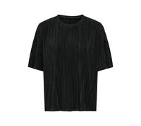 Plisseeshirt ONLY CARMAKOMA "CARRAVENNA S/S PLISSE TOP JRS NOOS", Damen, Gr. S, schwarz, Jersey, Obermaterial: 100% Polyester, unifarben, modisch, regular fit normal, Rundhals, Kurzarm, Shirts (464235