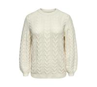 Strickpullover ONLY CARMAKOMA "CARRUBINA LS CABLE O-NECK KNT NOOS", Damen, Gr. L, grau (weißcap gray), Strick, Obermaterial: 50% Viskose, 27% Nylon, 23% Polyester, unifarben, modisch, regular fit, Run
