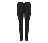 Skinny-fit-Jeans ONLY CARMAKOMA "CARSALLY REG SK DNM BJ030", Damen, Gr. 42, Länge 32, schwarz (schwarz denim), Denim/Jeans, Obermaterial: 64% Baumwolle, 31% Polyester, 3% Viskose, 2% Elasthan, unifarb