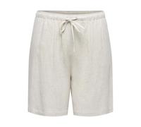 Shorts ONLY CARMAKOMA "CARSIESTA MW PULL-UP LIN BL SHORTS NOOS", Damen, Gr. 48, N-Gr, moonbeam, Web, Obermaterial: 80% Viskose, 20% Leinen, unifarben, loose fit ca. Mitte Oberschenkel, Hosen Shorts (1