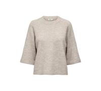 Strickpullover ONLY CARMAKOMA "CARSIMONI 3/4 PULLOVER KNT NOOS", Damen, Gr. S, pumice stone detail:melange, Strick, Obermaterial: 74% Polyacryl, 24% Polyester, 2% Elasthan, meliert, regular fit normal