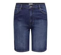 Jeansshorts ONLY CARMAKOMA "CARSONNY HW WIDE DNM SHORTS NAS843 NOOS", Damen, Gr. 48, N-Gr, blau (dunkelblau denim), Denim/Jeans, Obermaterial: 98% Baumwolle, 2% Elasthan, unifarben, regular fit kniefr