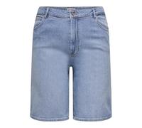 Jeansshorts ONLY CARMAKOMA "CARSONNY HW WIDE DNM SHORTS NAS843 NOOS", Damen, Gr. 50, N-Gr, blau (light blau denim), Denim/Jeans, Obermaterial: 98% Baumwolle, 2% Elasthan, unifarben, modisch, regular f