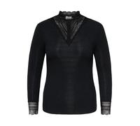 Langarmshirt ONLY CARMAKOMA "CARTILDE GLITTER L/S HIGHNECK TOP NOOS", Damen, Gr. XL, schwarz (schwarz detail:tone in tone lurex), Jersey, Obermaterial: 100% Polyester, unifarben, regular fit hüftlang,