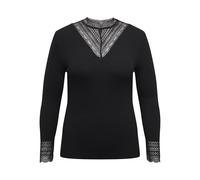 ONLY Carmakoma Damen Cartilde Rib Lace L/S Top JRS Langarmshirt (1er Pack)