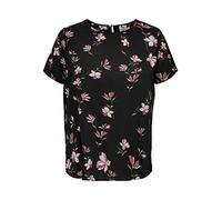 ONLY CARMAKOMA Damen Carvica Noos Wvn Top, Black/Aop:magnolia, 44 Große Größen EU