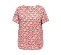 Shirtbluse ONLY CARMAKOMA "CARVICA SS TOP WVN NOOS", Damen, Gr. 42, equestrian rot aop:warm tiles, Web, Obermaterial: 97% Polyester, 3% Elasthan, bedruckt, regular fit normal, Rundhals, Blusen, Materi