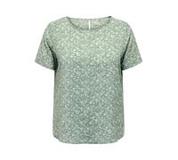 Shirtbluse ONLY CARMAKOMA "CARVICA SS TOP WVN NOOS", Damen, Gr. 46, lilypad aop:emma mono flower, Web, Obermaterial: 97% Polyester, 3% Elasthan, bedruckt, regular fit normal, Rundhals, Blusen, Materia