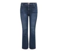 Bootcut-Jeans ONLY CARMAKOMA "CARWILLY HW FLARED DNM TAI021 NOOS" Gr. 42, Länge 32, blau (dark blue denim) Damen Jeans (45960651-42) dark blue denim