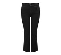 High-waist-Jeans ONLY CARMAKOMA "CARWILLY HW FLARED PIM2343 DNM", Damen, Gr. 48, Länge 32, schwarz (schwarz denim), Denim/Jeans, Obermaterial: 92% Baumwolle, 6% Elastomultiester, 2% Elasthan, unifarbe
