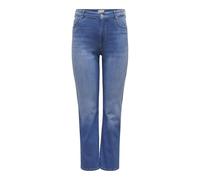 High-waist-Jeans ONLY CARMAKOMA "CARWILLY HW STRAIGHT DNM REA12187 NOOS", Damen, Gr. 44, Länge 32, blau (medium blau denim), Denim/Jeans, Obermaterial: 82% Baumwolle, 16% Polyester, 2% Elasthan, unifa