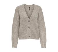 Strickjacke ONLY CARMAKOMA "CARZOEY L/S CARDIGAN KNT NOOS", Damen, Gr. L, woodsmoke detail:with melange, Strick, Obermaterial: 71% Polyacryl, 21% Polyester, 6% Nylon, 2% Elasthan, meliert, regular fit