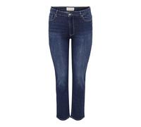 Slim-fit-Jeans ONLY CARMAKOMA "CARSUI MID SLIM DNM REA285 NOOS" Gr. 42, Länge 32, blau (dark blue denim) Damen Jeans (84938114-42) dark blue denim
