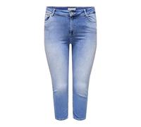 Caprijeans ONLY CARMAKOMA "CARWILLY REG CAPRI", Damen, Gr. 54, N-Gr, blau (light medium blau denim), Denim/Jeans, Obermaterial: 92% Baumwolle, 6% Elastomultiester, 2% Elasthan, casual, regular fit, Je