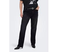 High-waist-Jeans ONLY CARMAKOMA "CARWILLY HW STRAIGHT DNM REA1099 NOOS", Damen, Gr. 44, Länge 32, schwarz (washed schwarz), Denim/Jeans, Obermaterial: 82% Baumwolle, 16% Polyester, 2% Elasthan, unifar