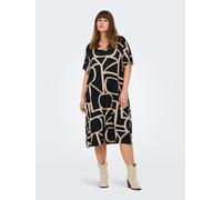 ONLY Carmakoma Damen Carfyrla Life S/S V-NCK Blk AOP DRE Noos, Black, S