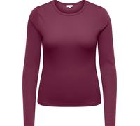 Langarmshirt ONLY CARMAKOMA "CARVAL L/S O-NECK TOP JRS NOOS", Damen, Gr. S, rot (fig), Jersey, Obermaterial: 95% Baumwolle, 5% Elasthan, unifarben, regular fit normal, Rundhals, Shirts Langarmshirt, B