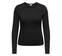 Langarmshirt ONLY CARMAKOMA "CARVAL L/S O-NECK TOP JRS NOOS", Damen, Gr. S, schwarz, Jersey, Obermaterial: 95% Baumwolle, 5% Elasthan, unifarben, regular fit normal, Rundhals, Shirts Langarmshirt, Bau