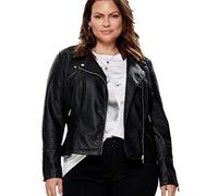 Lederimitatjacke ONLY CARMAKOMA "CAREMMY FAUX LEATHER BIKER", Damen, Gr. 48, schwarz, Web, Obermaterial: 50% Polyurethan, 50% Viskose, beschichtet, figurbetont kurz, Jacken (59048139-48) schwarz