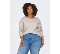 ONLY CARMAKOMA - CARCAMILLA V-NECK L/S PULLOVER KNT NOOS Pumice Stone - Gr. - 46/48