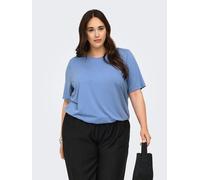V-Shirt ONLY CARMAKOMA "CARCORAL S/S V-NECK TEE JRS", Damen, Gr. L, cornflower blau, Jersey, Obermaterial: 65% Polyester, 35% Viskose, unifarben, regular fit normal, V-Ausschnitt, Shirts (93059949-L) 