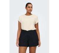 Kurzarmshirt ONLY CARMAKOMA "CARCLAUDIA LIFE S/S GLITTER TOP NOOS", Damen, Gr. XL, cloud dancer detail:gold lurex stripe, Jersey, Obermaterial: 86% Viskose, 7% Elasthan, 7% metallisierte Fasern, Glitz