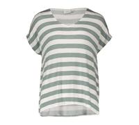 V-Shirt ONLY CARMAKOMA "CARLIRA LIFE S/S V-NECK TOP JRS NOOS", Damen, Gr. M, chinois grün stripes:cloud dancer, Jersey, Obermaterial: 95% Viskose, 5% Elasthan, gestreift, regular fit normal, V-Ausschn