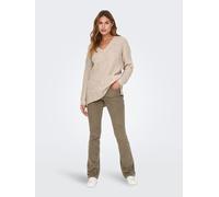 Cordhose ONLY "ONLMARY - Flared Cordhose mit Stretchkomfort", Damen, Gr. 36, Länge 30, beige (fossil), Cord, Obermaterial: 98% Baumwolle, 2% Elasthan, unifarben, slim fit normal, Hosen, slim fit, modi