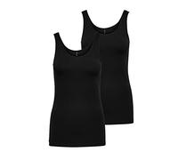 ONLY Damen 2er-Pack Tank-Top Oberteil Verschiedene Träger Shirt Unterhemd, Farbe:Black, Größe:L