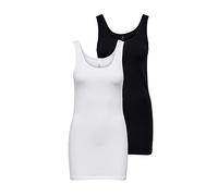 ONLY Damen 2er-Pack Tank-Top Oberteil Verschiedene Träger Shirt Unterhemd, Farbe:Mehrfarbig, Größe:L