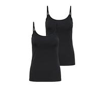 ONLY Damen 2er-Pack Tank-Top Oberteil Verschiedene Träger Shirt Unterhemd, Farbe:Schwarz, Größe:L