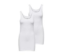 ONLY Damen 2er-Pack Tank-Top Oberteil Verschiedene Träger Shirt Unterhemd, Farbe:Weiß Uni, Größe:L
