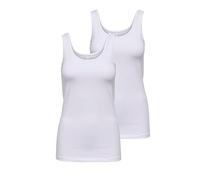 ONLY Damen 2er-Pack Tank-Top Oberteil Verschiedene Träger Shirt Unterhemd, Farbe:White, Größe:L