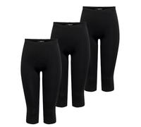 ONLY Damen 3/4 Leggings JRS im 3er Pack in Schwarz Slim Fit für Freitzeit, Sport und Yoga (DE/NL/SE/PL, Alphanumerisch, M, Regular, Regular, Schwarz)